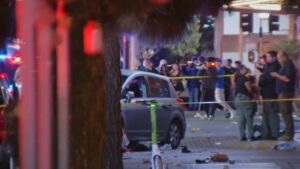 Vehicle Rams Crowd in East Hollywood Vehicle Rams Crowd in East Hollywood