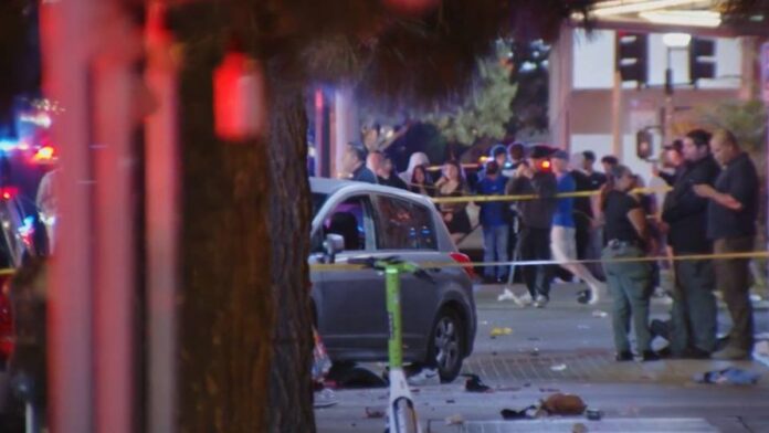 Vehicle Rams Crowd in East Hollywood Vehicle Rams Crowd in East Hollywood