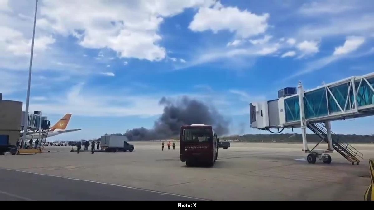 Learjet 55 Catches Fire at Simon Bolivar Airport, Venezuela
