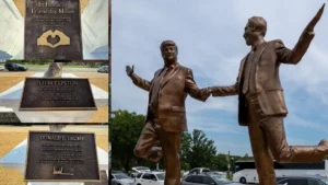 Statue of Trump Holding Hands With Epstein Surfaces in DC